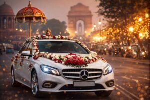 दूल्हा–दुल्हन के लिए सजावटी कार, लग्ज़री गाड़ी, बस और ट्रैवलर उपलब्ध। शादी, बारात और रिसेप्शन के लिए बुकिंग करें।